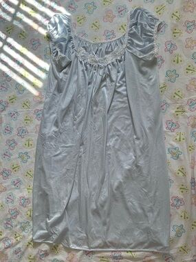 Vintage Miss Elaine Baby Blue Lace Trim Babydoll Sleep Dress